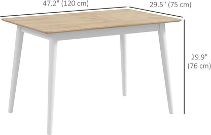 HOMCOM Dining Table for 4, Farmhouse Kitchen Table with Wooden Frame for Living Room, Dining Room, Natural
