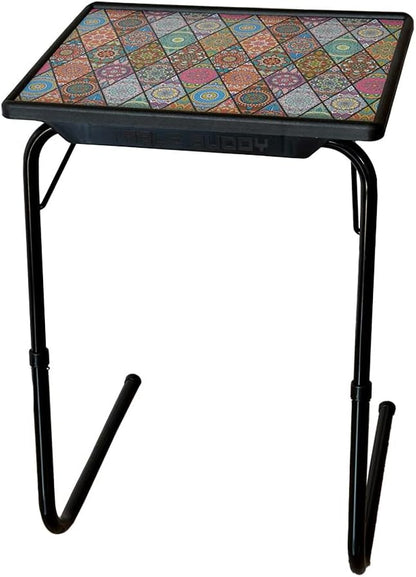 OAK N' OAK Bunny Bear Table-Mandala Design® | Adjustable Multi Position Portable Folding Table Mate for Bed Trey, Work, Watch TV, Dining, Study, Outdoor & Office Furniture (Mandala)