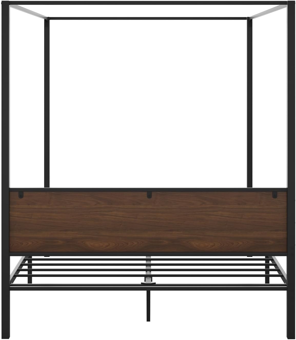 Oikiture Bed Frame Queen with Canopy Metal Bed Storage Base Black