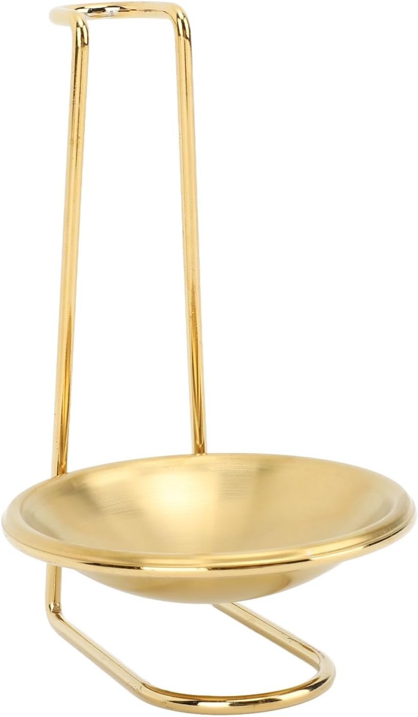 Aladeno Poggiamestolo Portamestolo Verticale in Acciaio Inossidabile Elegante Pratico Portamestolo di Facile Accesso Gadget da Cucina Porta Utensili da Cucina per la Casa Pentole (Golden mit 1 Teller)