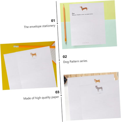 GRADENEVE 80pcs Roll Writing Paper Dog Patterns Kraft Paper Letter Stationery for Letters Notes Art Craft