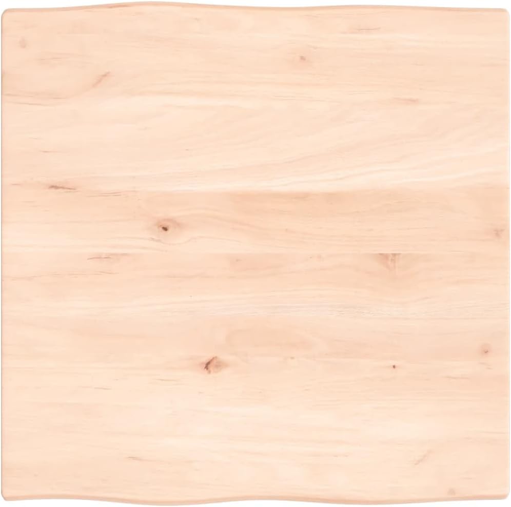 60 x 60 cm Solid Oak Tabletop, Natural Finish, Live Edge Design - Perfect Replacement for Coffee Table, Dining Table, Gold Desk Surface