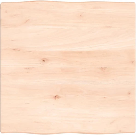 60 x 60 cm Solid Oak Tabletop, Natural Finish, Live Edge Design - Perfect Replacement for Coffee Table, Dining Table, Gold Desk Surface
