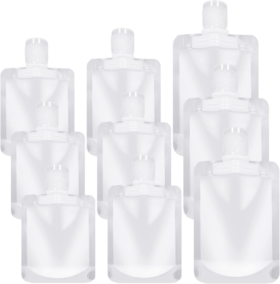 HAIKING Travel Bottles Cosmetic Packaging Bags, 9 Pcs Refillable Travel Pouches for Shampoo, Lotion, Toner (3 Sizes)