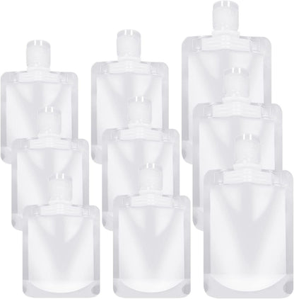 HAIKING Travel Bottles Cosmetic Packaging Bags, 9 Pcs Refillable Travel Pouches for Shampoo, Lotion, Toner (3 Sizes)