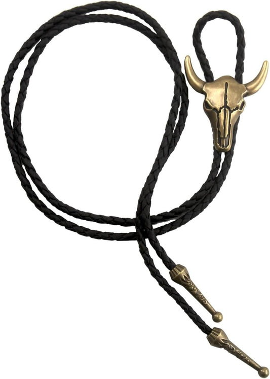 TORMEN Vintage Adjustable Bolo Tie,Fashion Cowhead silver bronze Necktie Necklace, Unisex Western Necktie Accessory for Parties & Casual Wear