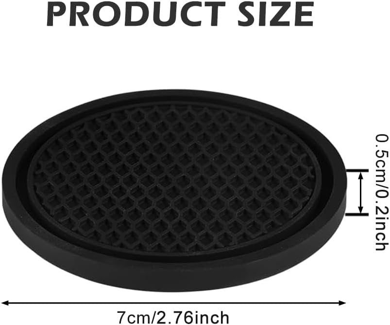 4PCS Car Cup Coaster,Universal Non-Slip Cu-p Holders,Silicone Anti Slip Cu-p Mat,Washable Cup Mats,Car Interior Accessories,Black