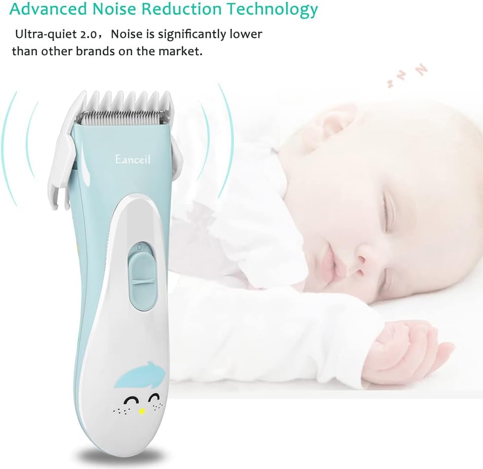 Meetcare Baby Hair Clippers, Ceramic Blade Electric Kids Hair Trimmer, Ultra-quiet 2.0 Haircut, IPX7 Water-proof Haircut Kit for Kids Infants. Rechargeable, Cordless, Long Battery Life. (Light Blue)