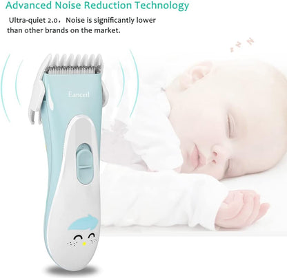 Meetcare Baby Hair Clippers, Ceramic Blade Electric Kids Hair Trimmer, Ultra-quiet 2.0 Haircut, IPX7 Water-proof Haircut Kit for Kids Infants. Rechargeable, Cordless, Long Battery Life. (Light Blue)