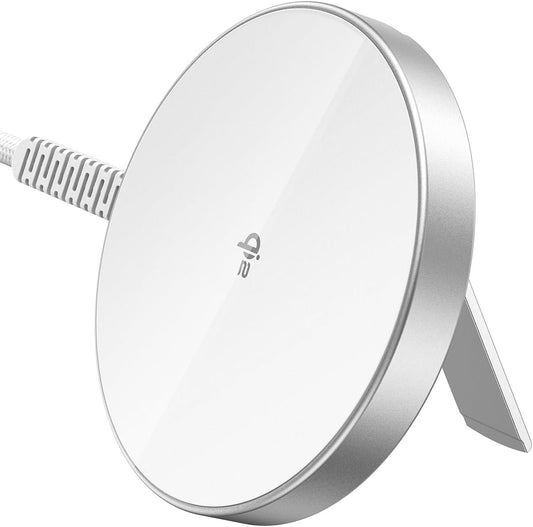 ESR HaloLock Qi2 Wireless Charger with Kickstand, Qi2 15W MagSafe iPhone Charger, Wireless Charging Pad for iPhone 16/15/14/13/12 Series, AirPods Pro, Strong Magnetic Charging with Type-C Cable, White