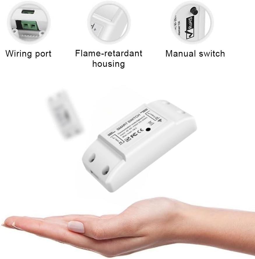 3Pcs WiFi and BT Smart Switch 10A 2200W Dual-Mode On/Off Device Voice Tuya APP Remote Control Timing Switch Smart Home Voice Control for Electric Appliances Universal Smart Home Automation Module