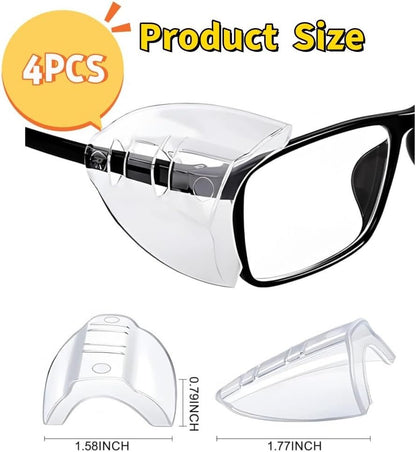 2 Pairs Safety Glasses Side Shields, Eye Protection,Flexible Clear Anti-Slip On Clear Side Shields Fits Small to Medium Eyeglasses