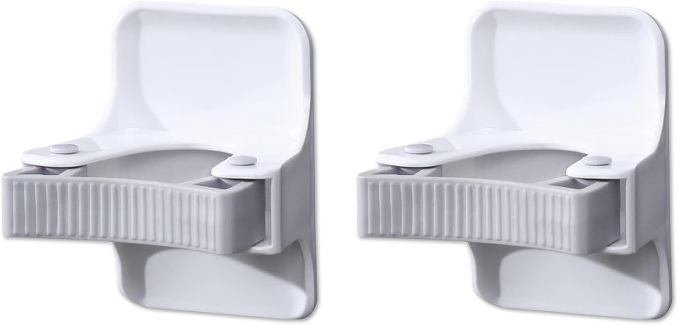 Broom Mop Holder, Multi-Use Gripper, Broom Holder Wall Mount Self Adhesive No Drilling Super Anti-Slip, Durable Mop Grippers for Home, Bathroom, Kitchen, Garden, Garage(2PCS White)