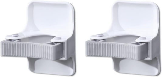 Broom Mop Holder, Multi-Use Gripper, Broom Holder Wall Mount Self Adhesive No Drilling Super Anti-Slip, Durable Mop Grippers for Home, Bathroom, Kitchen, Garden, Garage(2PCS White)