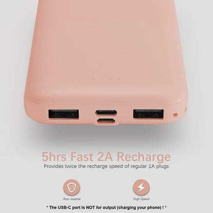 Miady 2-Pack 10000mAh Dual USB Portable Charger, USB-C Fast Charging Power Bank, Backup Battery Pack Compatible with iPhone 16/15/14/13 Galaxy S24/22 Google iPad Android etc (Blue+Pink)