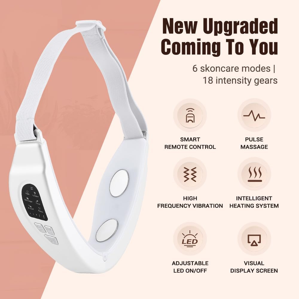 Contourflex 4-in-1 Massager for Face, Reviona Contourflex 4-in-1 Massager, 5 Modes & 15 Intensities and Remote Control (White)