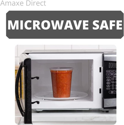 Amaxe Direct [32 oz - 24 Sets] 950ML Plastic Deli Food Storage Containers with Airtight Lids - Microwavable,Freezer & Dishwasher Safe