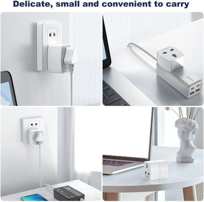 QENEQ Travel Adapter Worldwide Travel Plug Adapter 3 in 1 International Socket Adapter Set with Travel Adapter Type G Type A and Type F Plug for USA UK Australia Canada Japan Dubai