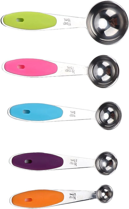 Gadget da cucina 10 pz/set cucchiaio in acciaio inox utensili da cucina con manico in silicone fibbia rimovibile