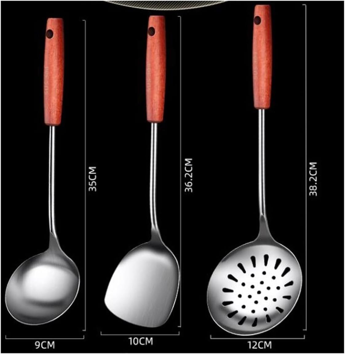 QQNQQ Utensili da Cucina, Utensili da Cucina Cucchiai for Cucinare Spatole Utensili da Cucina in Acciaio Inossidabile Gadget Pentole Spatole da Pranzo Cucchiai