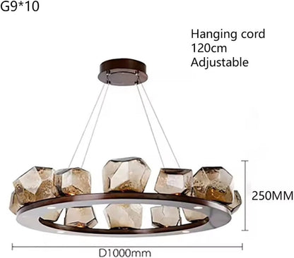 Modern Round Chandeliers for Living Room Restaurant Bedroom Pendant Lamps Creative Rock Glass Hanging Light Decoration Indoor Lighting Hanging Light Fixtures