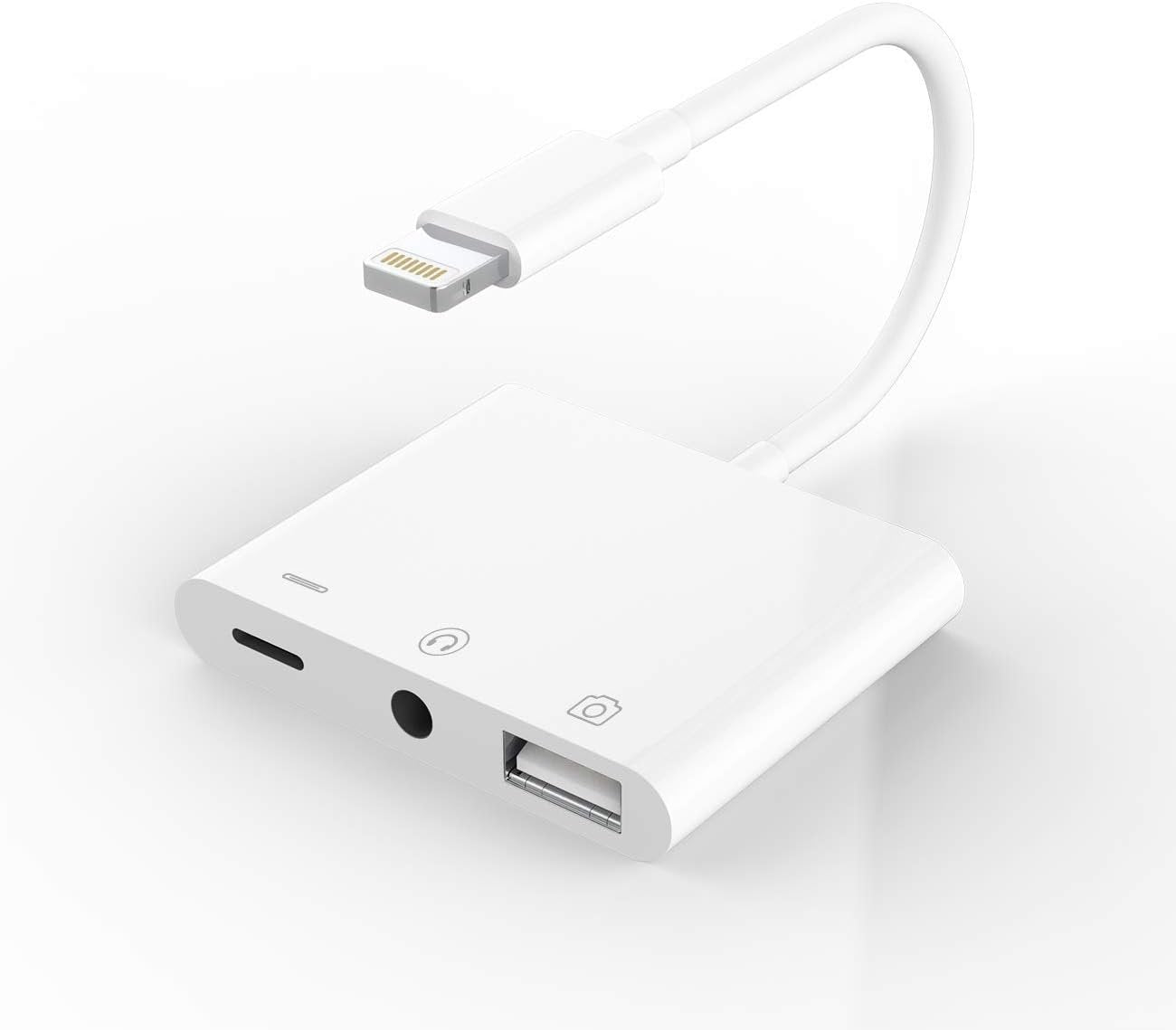 Apple Certified for iPhone Headphone Adapter 3.5mm AUX Audio Jack and Charger Extender Dongle Earphone Headset Converter Lightning Male to USB Female OTG Cable Camera Memory Connector Kit Splitter