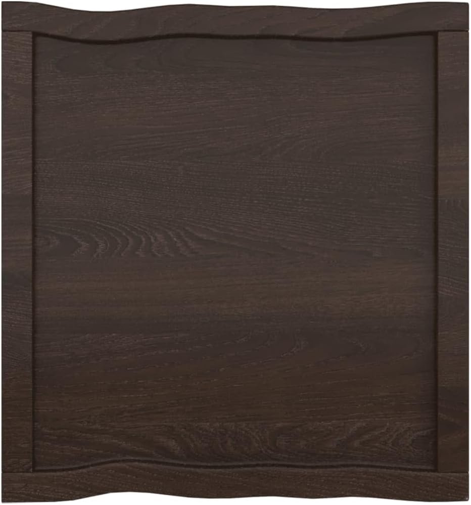 Dining Table Top, Kitchen Restaurant Tabletop Replacement Tabletop Accessory Table Top Dark Grey 60x60x4 cm Treated Solid Wood Oak Live Edge