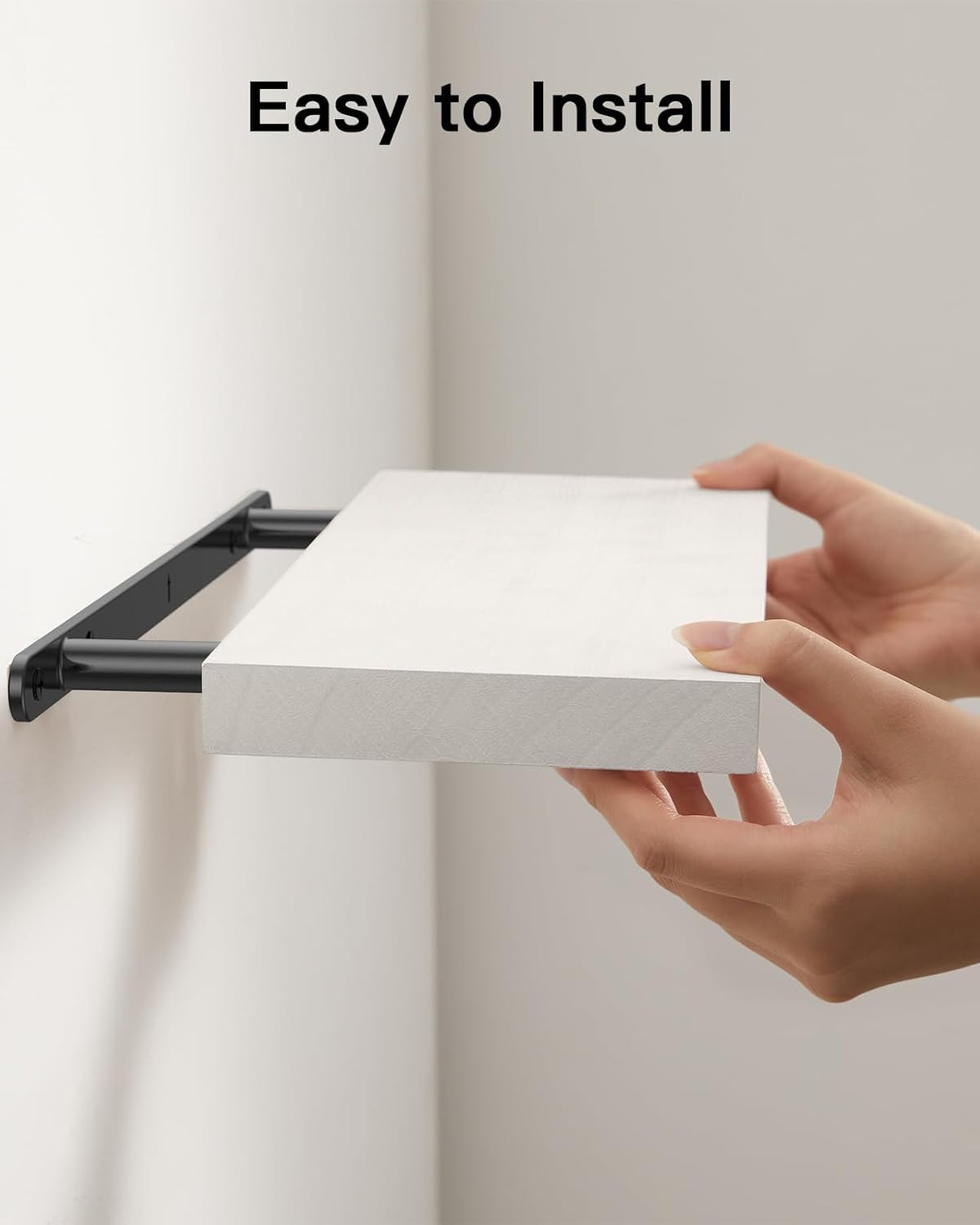 AMADA HOMEFURNISHING Floating Shelves, Paulownia Wood Wall Shelves for Bathroom/Living Room/Bedroom/Kitchen/Home Office, Natural Wood Floating Shelf for Home Storage & Organization, Set of 4, AMFS40W