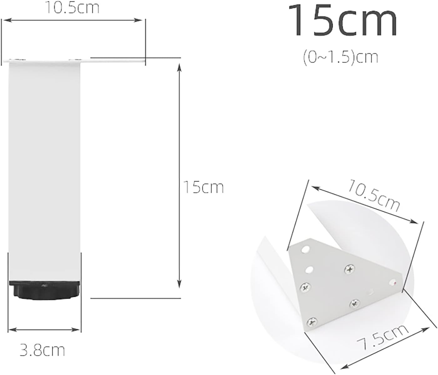 XineYuor 4pcs Adjustable Furniture Feet, 20 cm Furniture Legs, Furniture Legs with Screws, Table Legs for Furniture for Cabinet, Sofa, Table, Bed (15 cm, White)