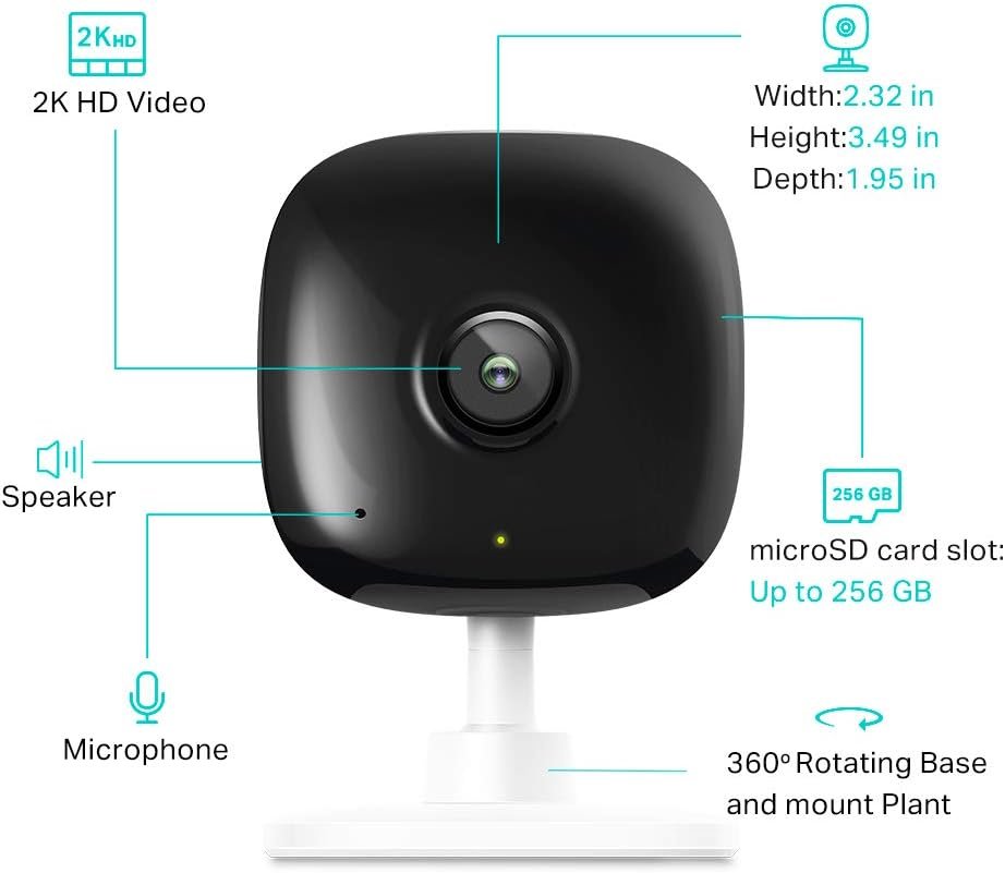 Kasa Smart 2K QHD Indoor Security Camera, Person/Baby Crying/Motion Detection, 2-Way Audio, 30Ft. Night Vision, Cloud/SD Card Storage(Up to 256 GB), Works with Alexa & Google Home (KC400)