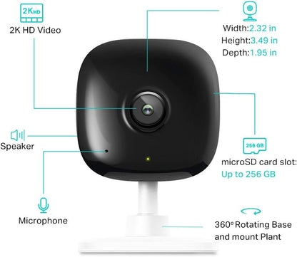 Kasa Smart 2K QHD Indoor Security Camera, Person/Baby Crying/Motion Detection, 2-Way Audio, 30Ft. Night Vision, Cloud/SD Card Storage(Up to 256 GB), Works with Alexa & Google Home (KC400)
