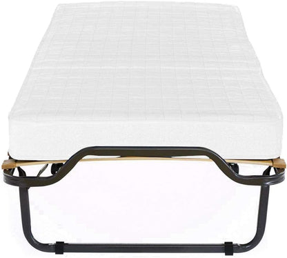 Cortassa | Folding Bed Slatted Bed with Memory Mattress and Dust Cover Included, Durable Structure and 4 Swivel Wheels, 100% Made in Italy
