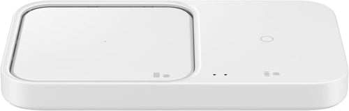 Samsung Super Fast Wireless Charger Duo (2022) with Adapter and Cable, Universally Compatible with Qi Enabled Phones, and Samsung Watches - White
