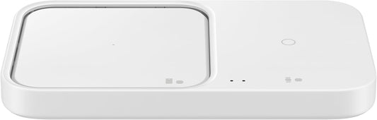 Samsung Super Fast Wireless Charger Duo (2022) with Adapter and Cable, Universally Compatible with Qi Enabled Phones, and Samsung Watches - White