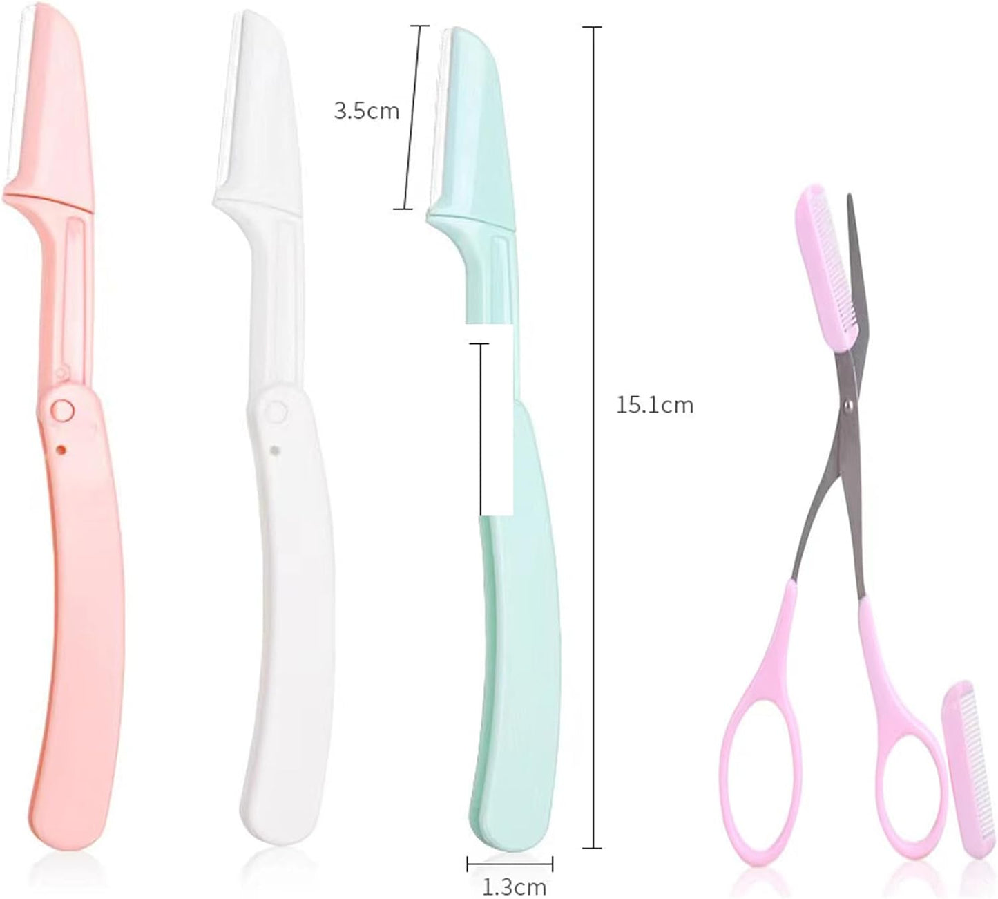 Eyebrow Razor, 6 pcs Foldable Shaving Grooming Blades Kits, Facial Hair Shaper Remover with Precision Cover for Women Makeup Face Care Tools Comes with a pair of eyebrow trimming scissors