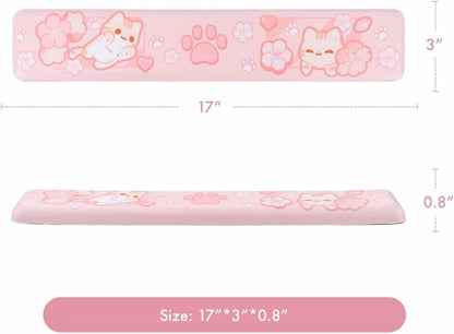 BelugaDesign Sakura Cat Desk Pad | NS Switch Keyboard Laptop Gaming Setup Accessories Mat Large Mat Mousepad | Pastel Pink Bunny Kawaii Cute Anime Desk Mat Blotter Protector with Gel Wrist Support