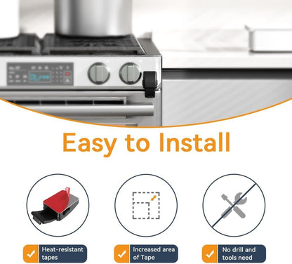 EUDEMON 1 Pack Updated Oven Front Lock,Childproof Oven Door Lock, Easy to Install & Use Durable and Heat-Resistant Material no Tools Need or Drill (Black)