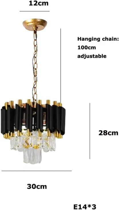 Black Collection E14 LED Changeable Crystal Chandelier Lighting Lustre Suspension Luminaire Lampen For Dinning Room