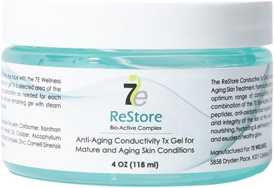 myolift 7E Wellness ReStore Conductive Microcurrent Gel with Bio-Active Complex - 4oz - Facial Skin Care with Green Tea Extract, Hyaluronic Acid & Collagen Peptides - Anti-Aging & Skin Tightening