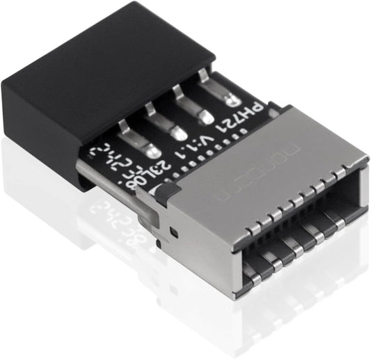 Duttek USB 2.0 to USB 3.2 Gen 1 Header Adapter, Front Panel Connector Motherboard USB 9Pin Female to Type-E (A-Key) Female Adapter for Extending USB C Ports on Front Panel of PC