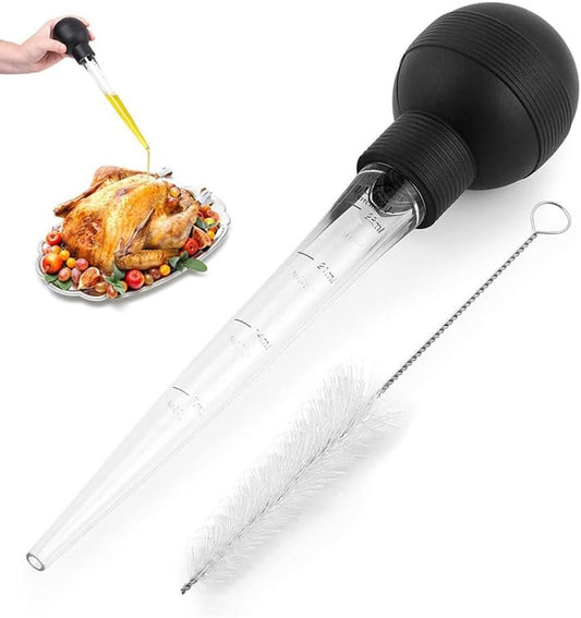 Advanced Turkey Barbecue Grill for Cooking, Barbecue Grill Injector for Hot Liquids, Meat and Food Injector, Essential Thanksgiving Cooking Tools, Turkey Barbecue Grill with Cleaning Brush