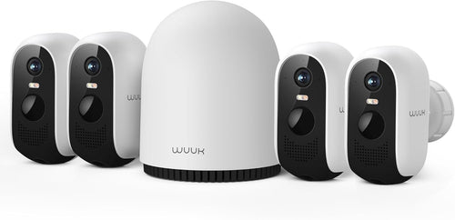 WUUK Outdoor Security Camera Wireless, 4-Cams Kit, 2K Home Security System with Base Station, 32GB Local Storage, No Monthly Fee, Compatible with Alexa, Google Home & IFTTT