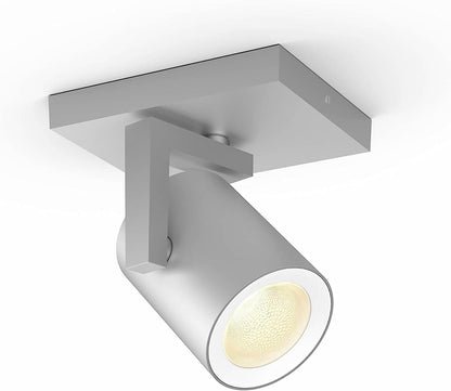 PHILIPS Lighting Hue Argenta White and Color Ambiance Connected Spotlight, with Bluetooth, 1 Light Point, GU10, 5.7 W, Aluminium