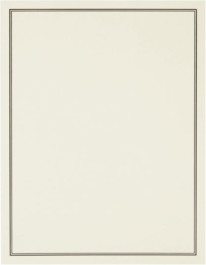 Ecru and Black Premium Stationery Paper Set, Letter Size (24 Envelopes, 48 Sheets)