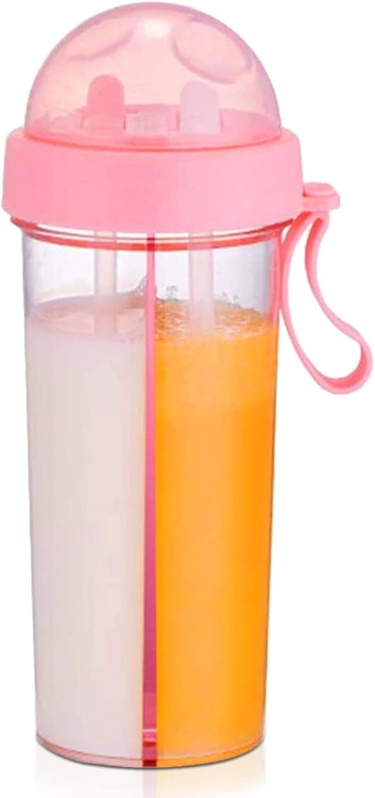 Water Cup with Straw and Lid, 2 Drinks in 1 Cup 600ml/20oz Dual Use Water Bottle Couple Outdoor Drinking Cup Portable Water Bottle for Camping Travel Sport