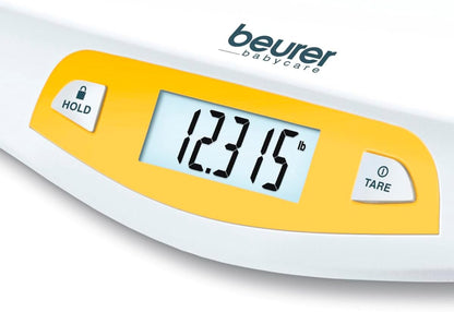 Beurer BY80 Baby Scale | Digital Baby Weighing Scale with Large LCD Screen | Curved Platform for Comfort and Safety | Tare and Hold Functions for Easy Weighing | 20kg Load Capacity | Easy Wipe-Clean