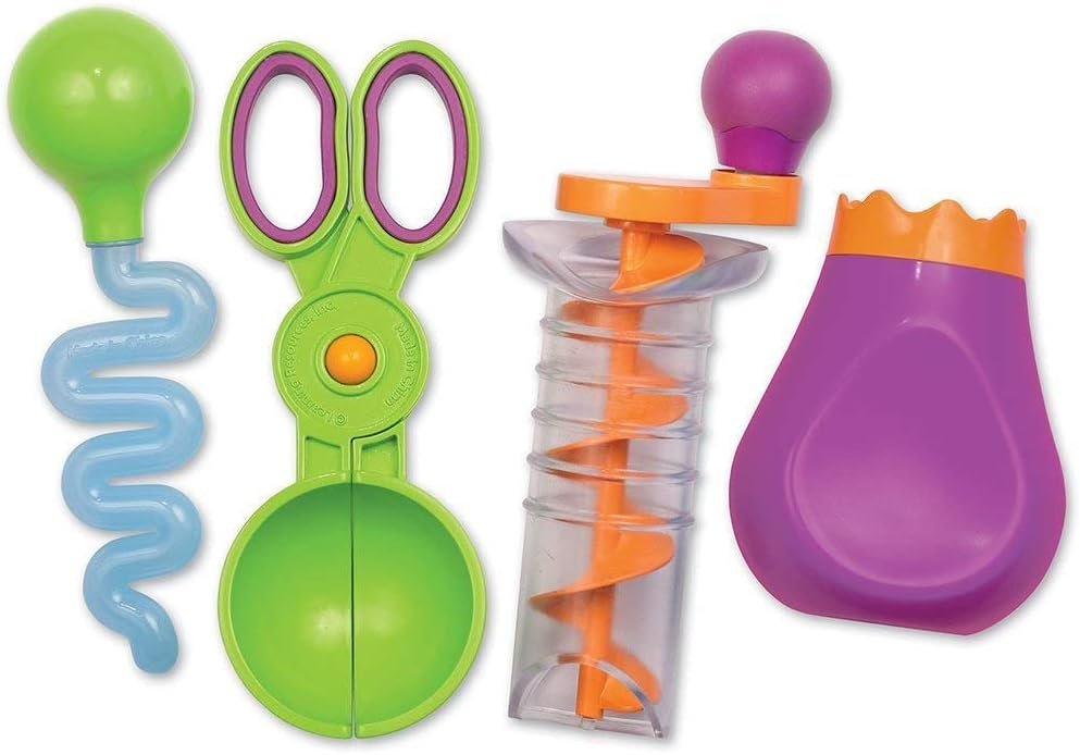Learning Resources Sand & Water Fine Motor Set, Construction Toy, 4 Pieces, Ages 3+ (LER5559)