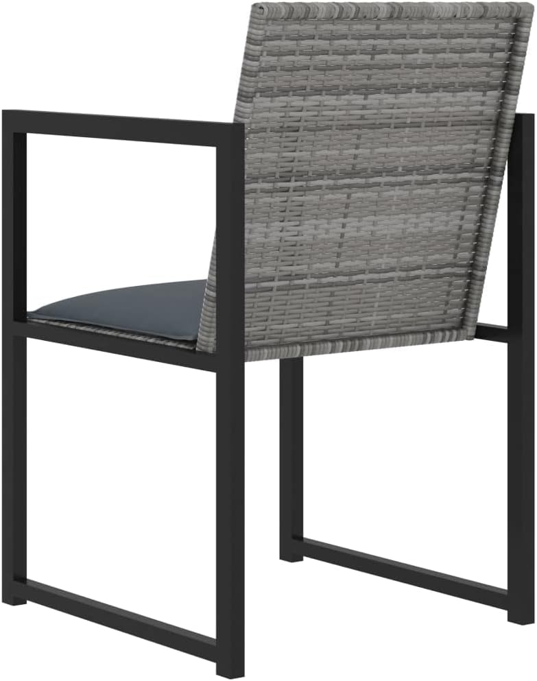 vidaXL 9 Piece Modern Outdoor Dining Set, Poly Rattan Construction with Cushions and Tempered Glass Table Top, Garden/Patio Furniture - Grey