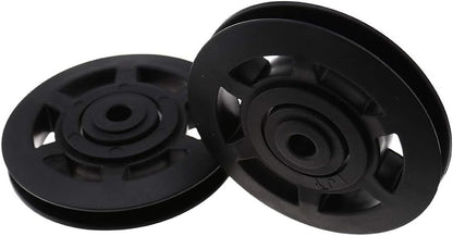Pair of 95mm Universal Wearproof Black Bearing Pulley Wheel Cable Gym Equipment
