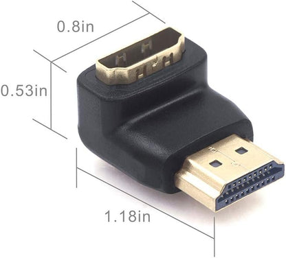 VCE HDMI 90 and 270 Degree Adapter, Right Angle HDMI 2.0 Connector Male to Female for 4K@60Hz & 3D, Wall Mounted TV/Roku Stick/Monitor